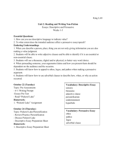 Essay Mini-Unit: Week 1-3 Schedule and Assessments