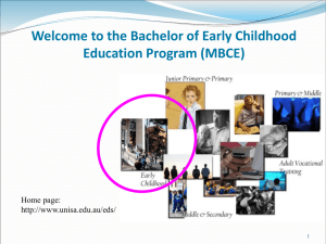 the Bachelor of Early Childhood Education Program (MBCE)