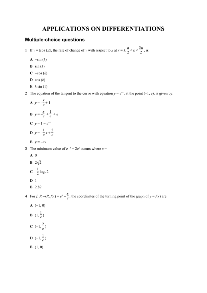 Applications On Differentiations