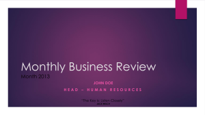 Monthly Business Review March 2013