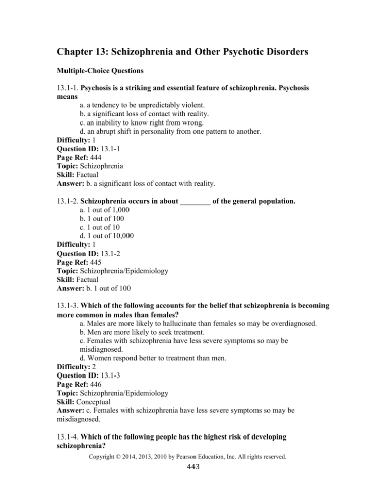 Chapter 13 Schizophrenia And Other Psychotic