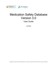 Medication Safety Database User Guide