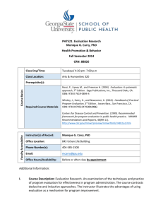PH7521-Evaluation Research - School of Public Health