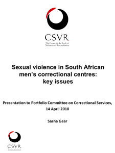 Sexual violence in South African men's correctional centres: key