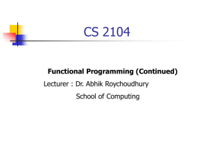 CS 2104 – Prog. Lang. Concepts