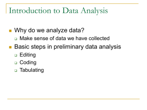 Preliminary Data Analysis