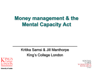 Money management and the Mental Capacity Act