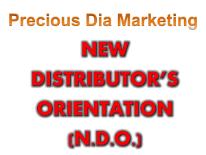 New Distributor's Orientation (N.D.O.)