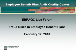 EBPAQC Fraud Risks in Employee Benefit Plans Live Forum