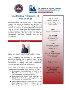 Investigating Allegations of Fraud or Theft LUNCH EVENT