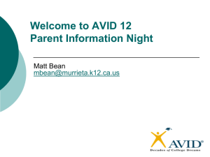 Welcome to AVID 11 Parent Information Night