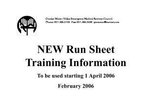 NEW Run Sheet Training Information To be used starting 1 April