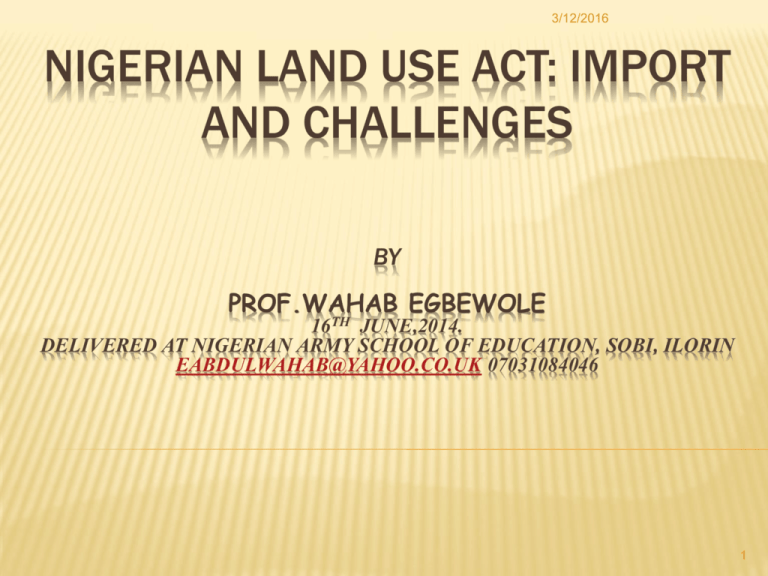 Nigerian Land Use Act