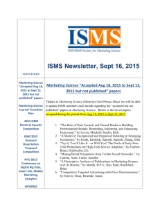 ISMS Newsletter September 16, 2015