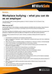 Workplace bullying * what you can do as an employer