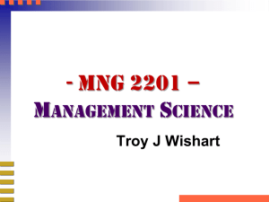Introduction to Management Science - Troy J Wishart