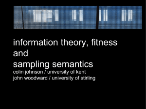 information theory, fitness and sampling semantics