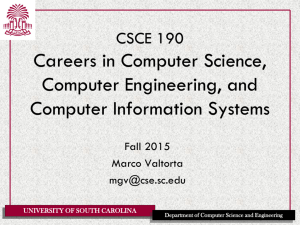 Slides on jobs and academic subdisciplines within computing used