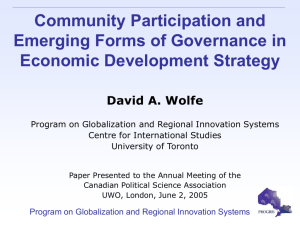 Community Participation and Emerging Forms of Governance in