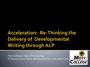 Re-Thinking the Delivery of Developmental Writing through ALP