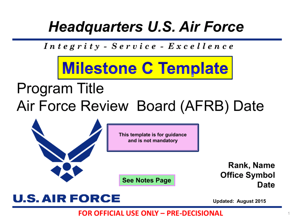 Air Force Review Board Milestone C Template