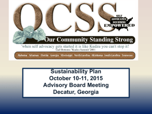 Sustainability Plan Developed at Advisory Meeting Decatur, Georgia