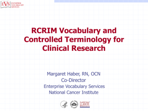 RCRIM Vocabulary and Controlled Terminology for Clinical