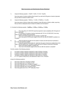 Stoichiometry Practice Worksheet