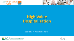 Hospitalization - High Value Care