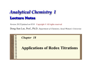 Analytical Chemistry lecture note: Application of Redox titration
