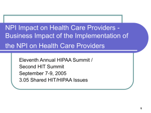 NPI Impact on Health Care Providers