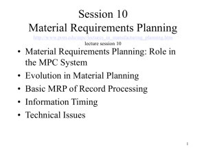 Material and Capacity Planning