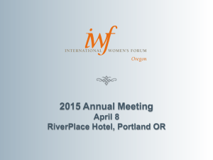 2015 Annual Meeting April 8 RiverPlace Hotel, Portland OR Agenda