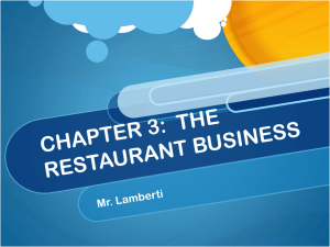 CHAPTER 3: THE RESTAURANT BUSINESS