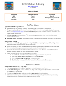 Fall 2015 Real-Time Online Tutoring Schedules