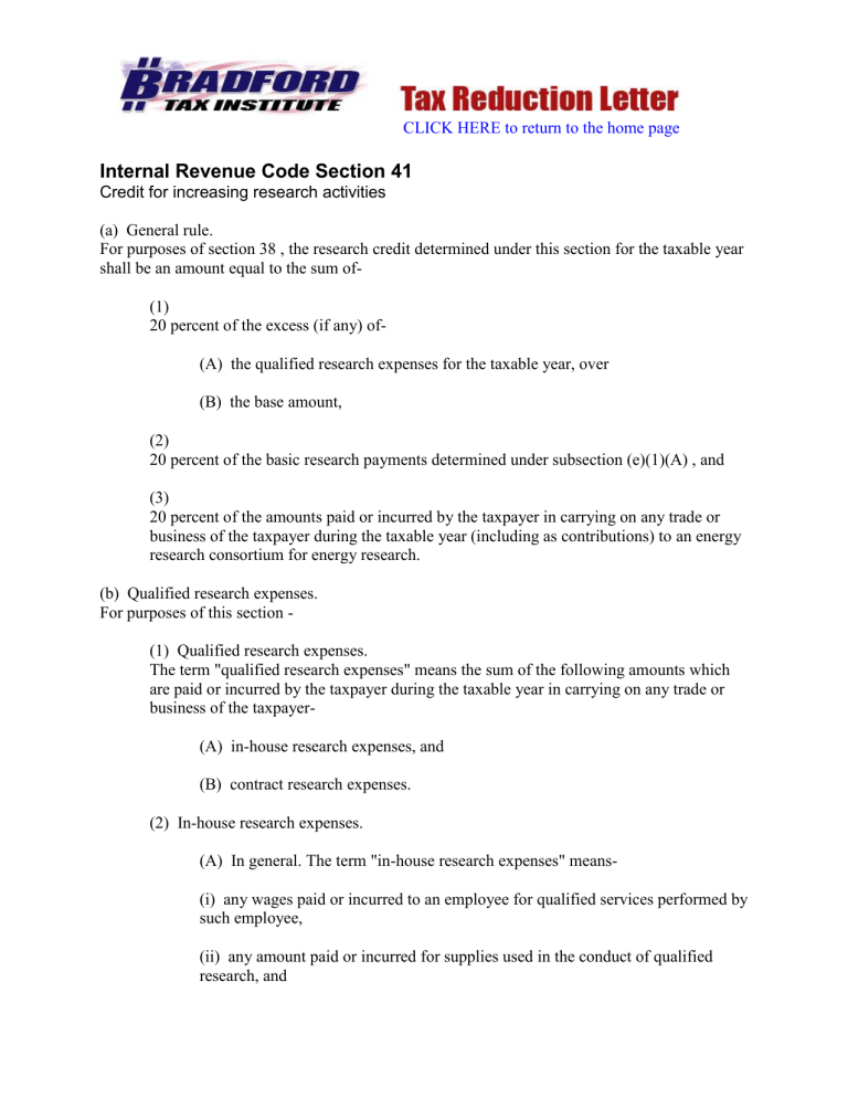 what is section 41 research credit