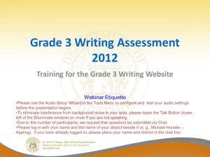 Grade 3 Writing Assessment Presentation January 2012