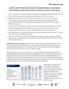 chrysler group third-quarter 2012 net income increased to $381 million