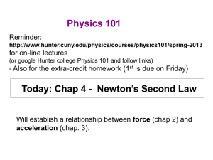 Chapter 4: Newton*s Second Law of Motion