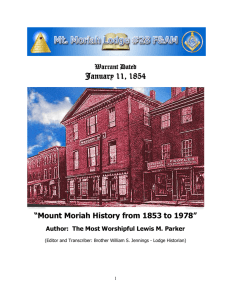 Warrant Dated January 11, 1854 “Mount Moriah History from 1853 to