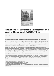 Innovations for Sustainable Development on a Local or Global