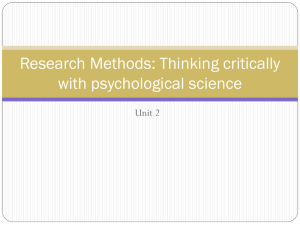Research Methods: Thinking critically with psychological science