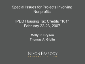 Special Issues for Housing Tax Credit Projects Involving