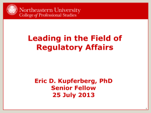 Leading in the Field of Regulatory Affairs.