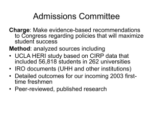 Admissions Committee Recommendations
