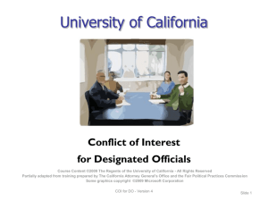 Conflict of Interest for Designated Officials