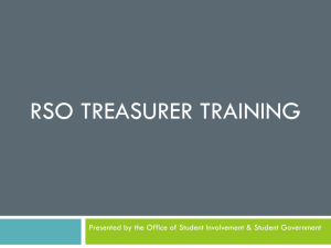 Treasurer Training - Vice President of Student Affairs