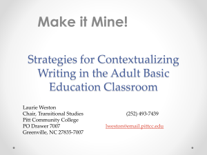 Contextualized Writing - Adult Basic Skills Professional Development