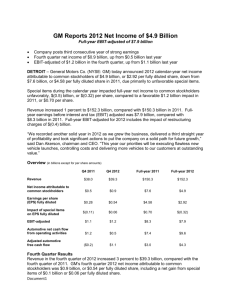 LINK — General Motors 2012 Earnings Press