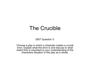 The Crucible - essay plan 3 Ashleigh,Vikki, Charlotte and